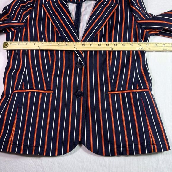 Talbots Blazer Women's 10P navy and red stripe cotton jacket blazer‎ - Picture 4 of 9